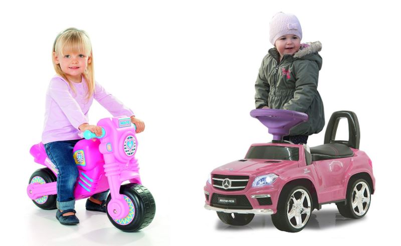 Moto correpasillos rosa para niña y coche mercedes correpasillos rosa para niña y niño