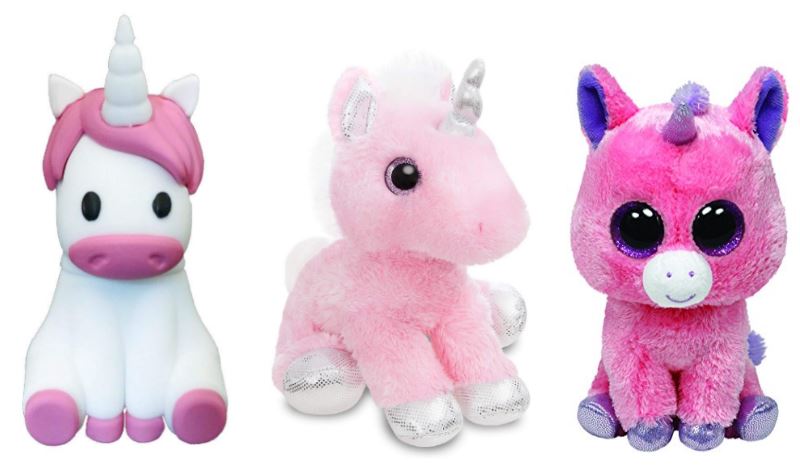Peluches y juguetes de unicornios rosas